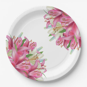 Teller-Pink-Lilien Pappteller