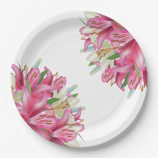 Teller-Pink-Lilien Pappteller (Vorderseite)