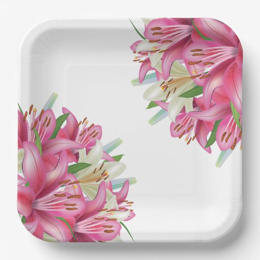 Teller-Pink-Lilien Pappteller (Vorderseite)