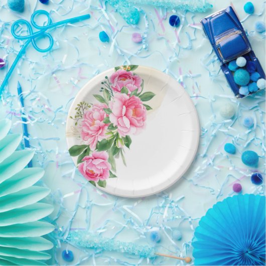 Teller-Pink-Peonies-Papier-Teller Pappteller (Party)
