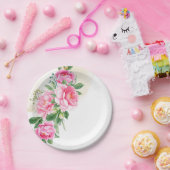 Teller-Pink-Peonies-Papier-Teller Pappteller (Party)