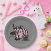 Teller, Pink und Black Leopard Pumpkin Pappteller (Party)