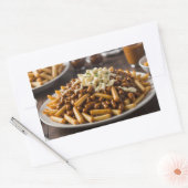 Teller Poutine Rechteckiger Aufkleber (Umschlag)