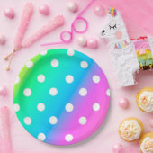 Teller/Regenbogen und Polka-Punkte Pappteller (Party)
