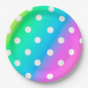 Teller/Regenbogen und Polka-Punkte Pappteller