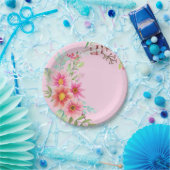 Teller, rosa Blume Pappteller (Party)