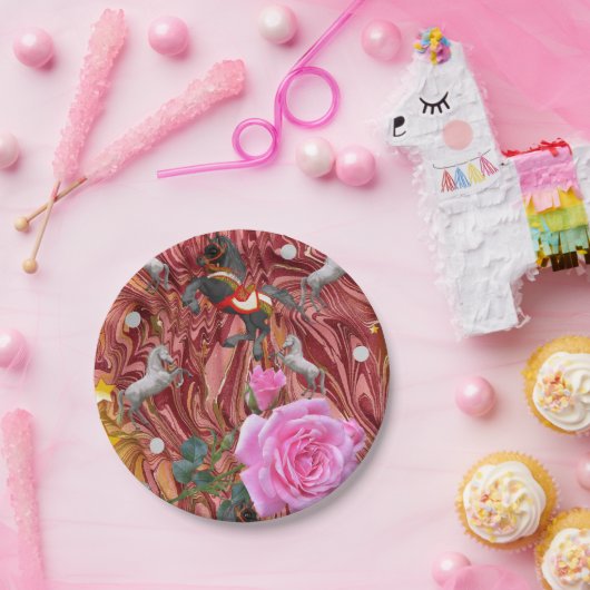 Teller, Rosa Blume Pappteller (Party)