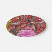 Teller, Rosa Blume Pappteller (Schrägansicht)