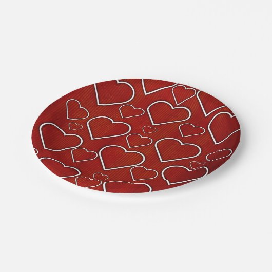 Teller, rot und weiß pappteller (Schrägansicht)