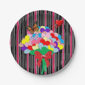 Teller Rotes Herz Liebe Viktorianisch Streifen (Vorderseite)