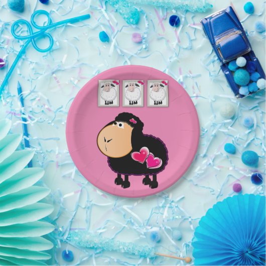 Teller, schaf-rosa Herzen Pappteller (Party)