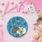 Teller, Schafbäume, blaue Herzen Pappteller (Party)