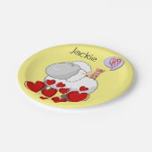 Teller, Schafe, die glücklich sind, Valentinstag Pappteller (Schrägansicht)