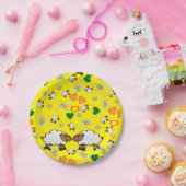 Teller, Schafe, Grüne Herzen Pappteller (Party)