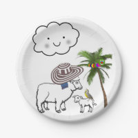 Teller, Schafe Wolke Sombrero Palme