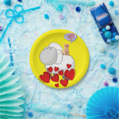 Teller, Schafskätzchen, rote Herzen Pappteller (Party)