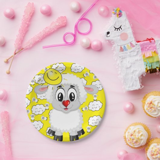 Teller, Schafswolken gelb Pappteller (Party)