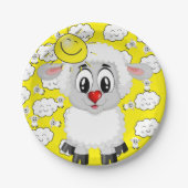 Teller, Schafswolken gelb Pappteller (Vorderseite)
