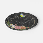 Teller, Schwarzer MarmorschmetterlingBlumenmuster- Pappteller (Schrägansicht)