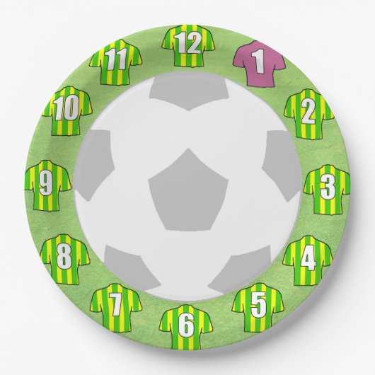 Teller - Shirts mit grünen und gelben Streifen (Vorderseite)