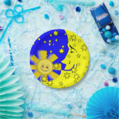 Teller, Sonnenmondgelbe Stars Pappteller (Party)