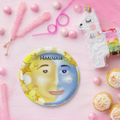 Teller, Sonnenmondgelbe Stars Pappteller (Party)