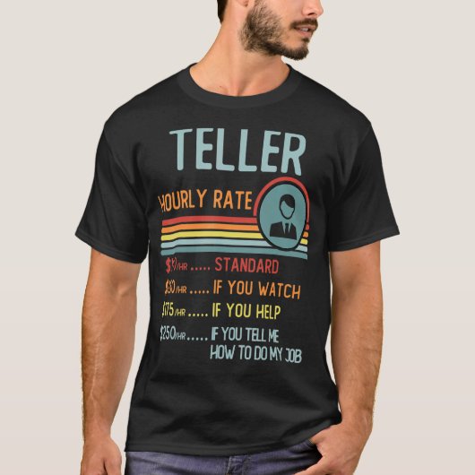 Teller Stundensatz T - Shirt Retro Job Titel (Vorderseite)