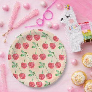 Teller Sweet Red Cherry Delicate Muster