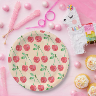 Teller Sweet Red Cherry Delicate Muster