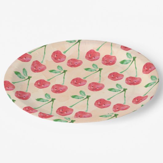 Teller Sweet Red Cherry Delicate Muster (Schrägansicht)