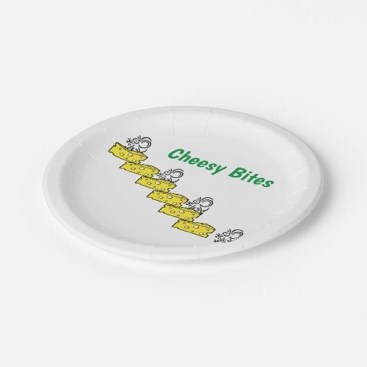 Teller, Teller, die von Mouse Cheese Bites Papier Pappteller (Schrägansicht)