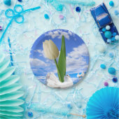 Teller, Tulip Floral White Birds Pappteller (Party)