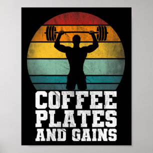 Teller und Gewinne des Kaffees - Retro-Gewichtsbel Poster
