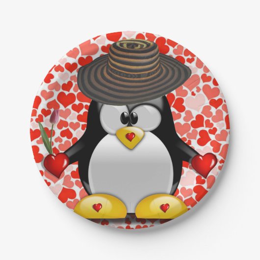 Teller Valentinstag, Pinguin (Vorderseite)