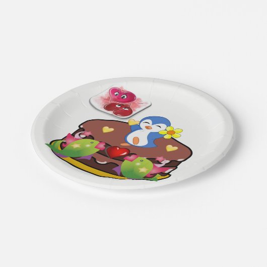 Teller Valentinstag, Pinguinherzen (Schrägansicht)