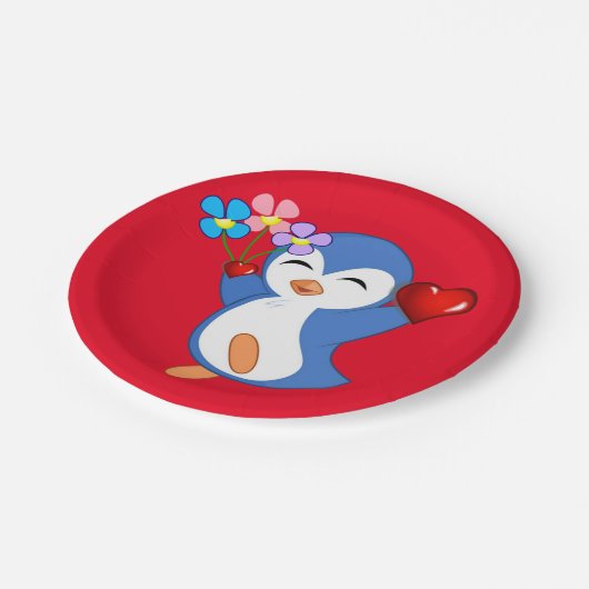 Teller Valentinstag, Pinguinherzen (Schrägansicht)