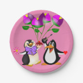 Teller Valentinstag, Pinguinherzen (Vorderseite)