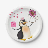 Teller Valentinstag, Pinguinherzen (Vorderseite)