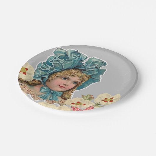 Teller, Vintage Blume Pappteller (Schrägansicht)