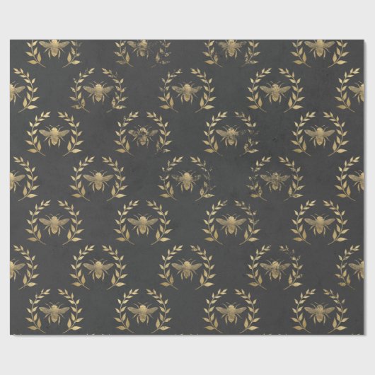 Teller von Black and Gold Bee Wedding Paper Geschenkpapier (Flach)