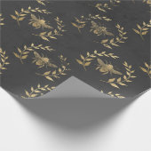 Teller von Black and Gold Bee Wedding Paper Geschenkpapier (Ecke)