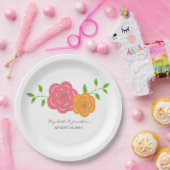 Teller von blutroten orangefarbenen Blumenpapier (Party)