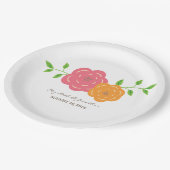 Teller von blutroten orangefarbenen Blumenpapier (Schrägansicht)