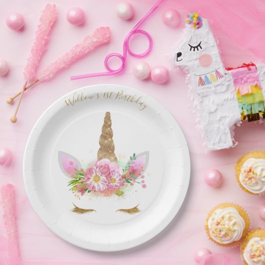 Teller von Einhorn-Face-Paper (Party)
