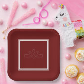 Teller von Einladungspapier mit burgundroter Einla (Party)