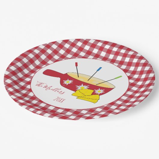 Teller von Fondue Red und White Paper (Schrägansicht)