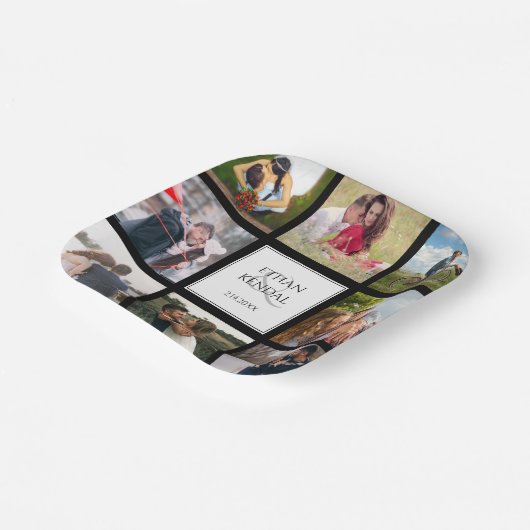 Teller von Fotocollage Black and White Wedding Pap (Gewinkelt)