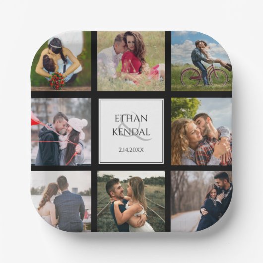 Teller von Fotocollage Black and White Wedding Pap (Vorderseite)