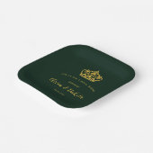 Teller von Green und Gold Royal Crown Wedding Pape (Gewinkelt)