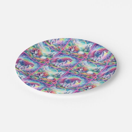 Teller von hellen Einwegpapier - Set 3 (Schrägansicht)